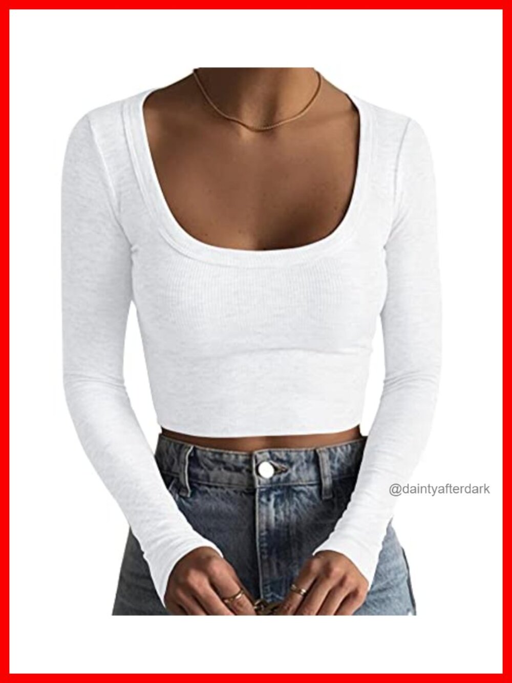 Ribbed Knit Long Sleeve Square Neck Crop Top Slim Fit Casual Basic Womens